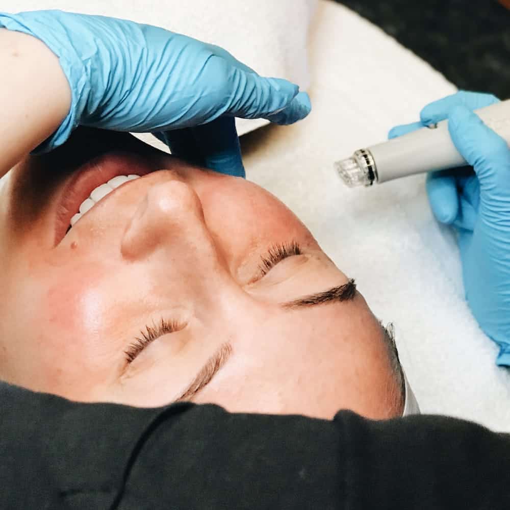 skin treatment on client