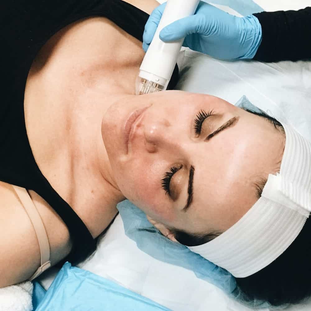 skin treatment on client