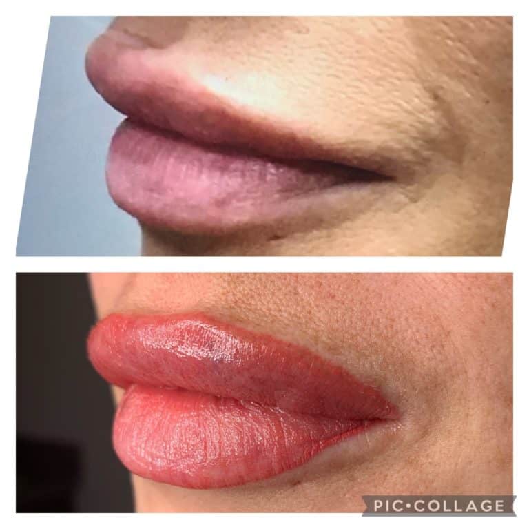 Lip Shading before and after