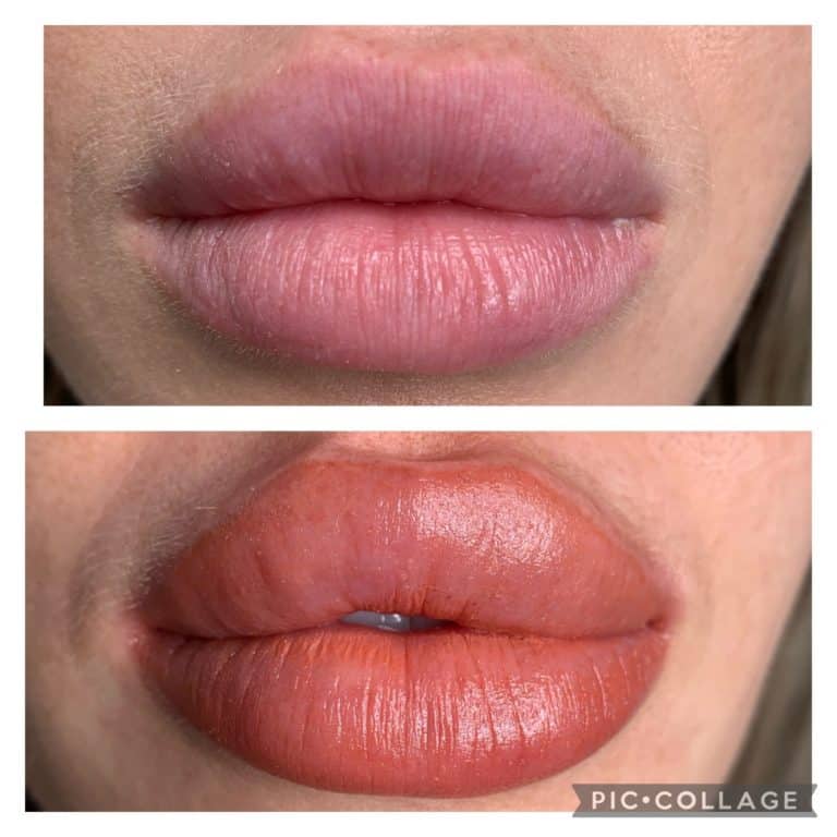 Lip Shading before and after