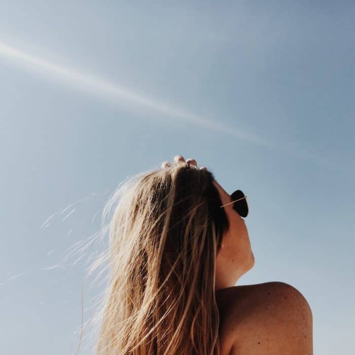 woman looking at the sky