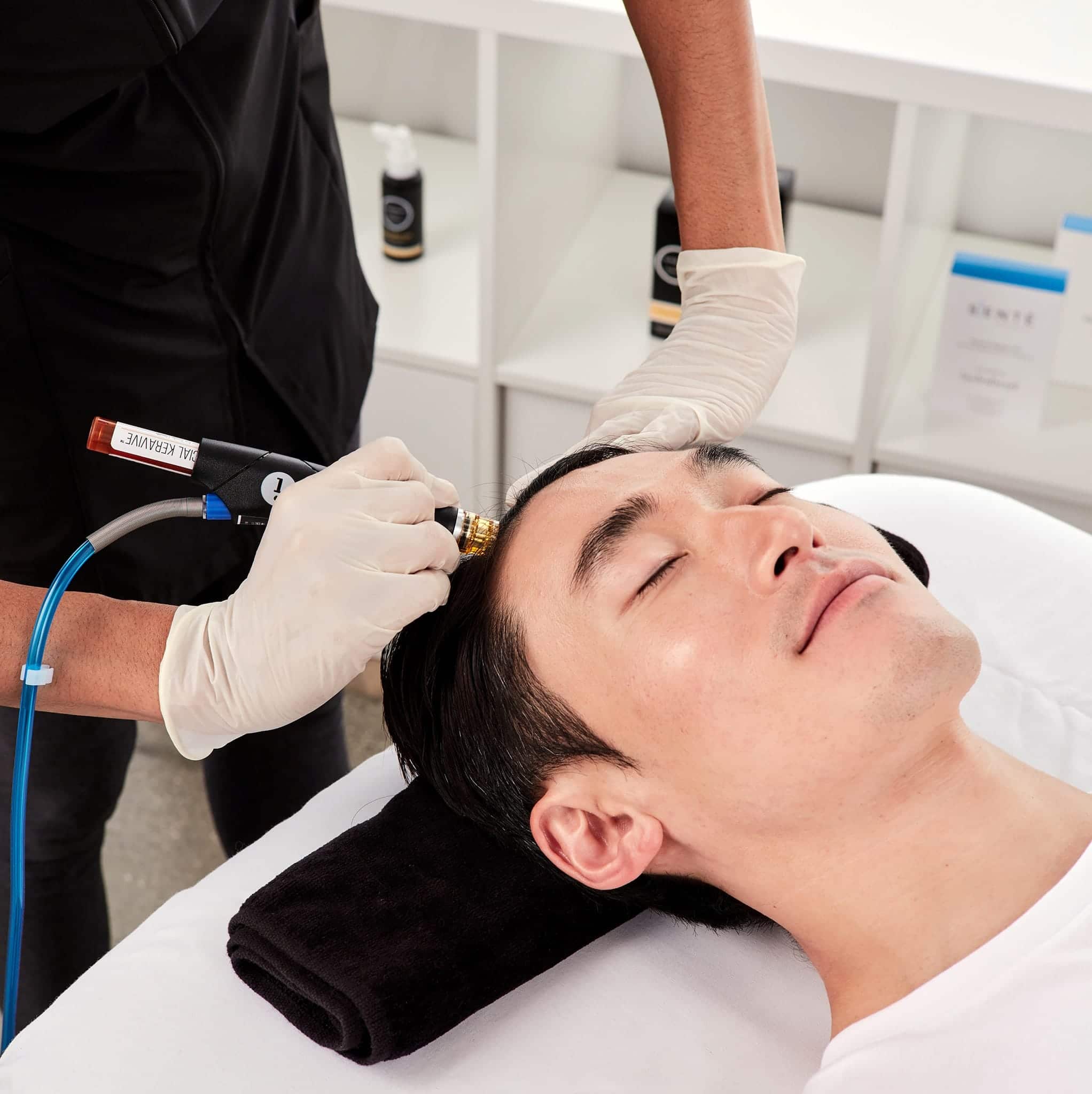 Keravive image on model scalp