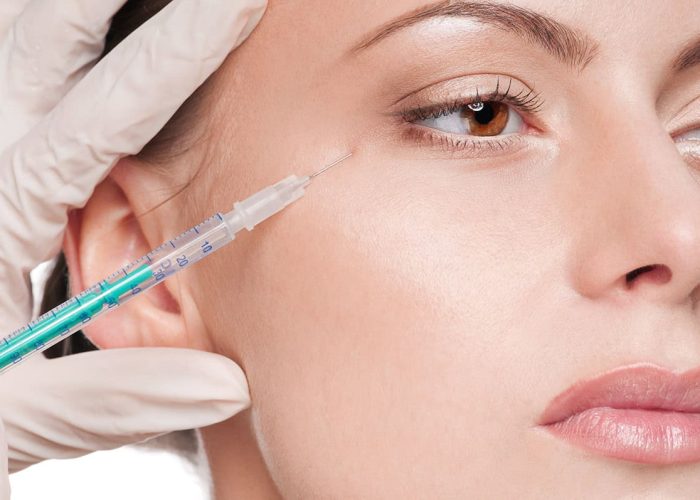 model getting botox around eye